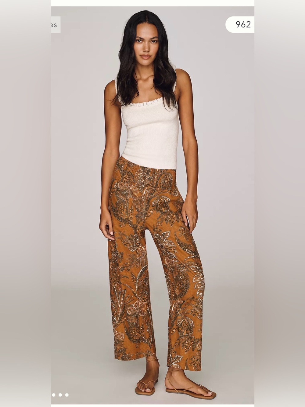 Anthropologie Pilcro Reese Smocked Pull-On Barrel Leg Linen Blend Pants , Small - Picture 7 of 15